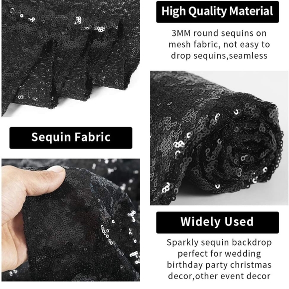 Black Sequin Curtain Set - Picture 2 of 4